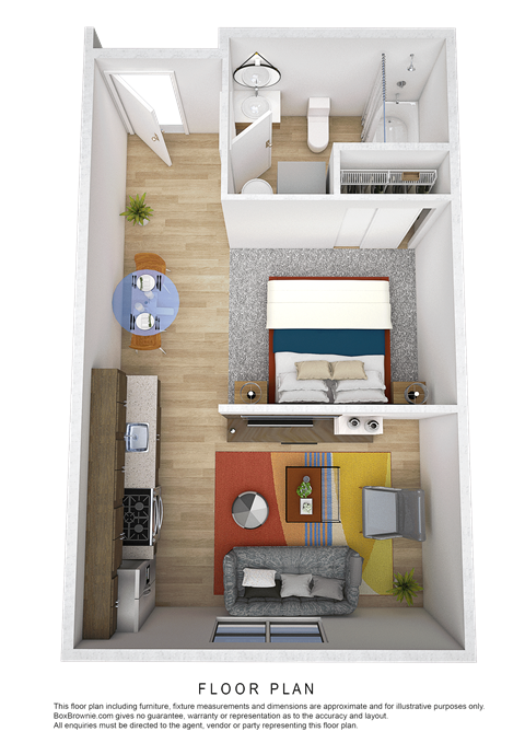 Floor plan for studio, 1 bath, 453 sqft